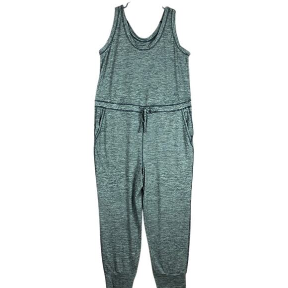 Joe Fresh Womens Jumpsuit Heathered Gray Tie Waist Active Stretch Large - Picture 1 of 12